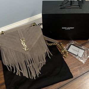 "YSL" Suede Fringe Purse